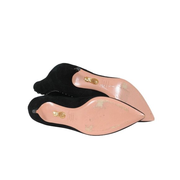 Aquazzura Womens Jicky 45 Black Suede Ankle Booties US 9.5 EU 39.5 Pearl Studded - Picture 10 of 11